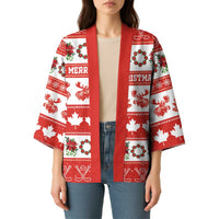 Personalised Canada Christmas Kimono Canadian Moose Maple Leaf Seamless Style - Wonder Print Shop