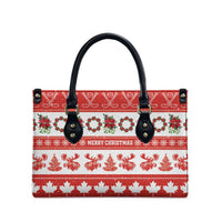 Canada Christmas Leather Bag Canadian Moose Maple Leaf Seamless Style - Wonder Print Shop