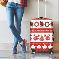 Canada Christmas Luggage Cover Canadian Moose Maple Leaf Seamless Style - Wonder Print Shop