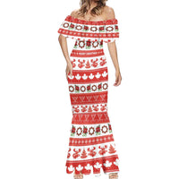 Personalised Canada Christmas Mermaid Dress Canadian Moose Maple Leaf Seamless Style - Wonder Print Shop