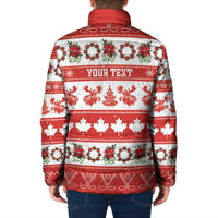 Personalised Canada Christmas Padded Jacket Canadian Moose Maple Leaf Seamless Style - Wonder Print Shop