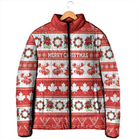 Personalised Canada Christmas Padded Jacket Canadian Moose Maple Leaf Seamless Style - Wonder Print Shop
