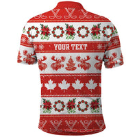 Personalised Canada Christmas Polo Shirt Canadian Moose Maple Leaf Seamless Style - Wonder Print Shop