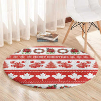 Canada Christmas Round Carpet Canadian Moose Maple Leaf Seamless Style - Wonder Print Shop