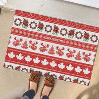 Canada Christmas Rubber Doormat Canadian Moose Maple Leaf Seamless Style - Wonder Print Shop