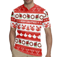 Personalised Canada Christmas Rugby Jersey Canadian Moose Maple Leaf Seamless Style - Wonder Print Shop