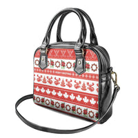 Canada Christmas Shoulder Handbag Canadian Moose Maple Leaf Seamless Style - Wonder Print Shop