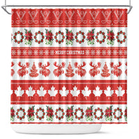 Canada Christmas Shower Curtain Canadian Moose Maple Leaf Seamless Style - Wonder Print Shop