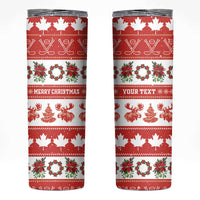 Personalised Canada Christmas Skinny Tumbler Canadian Moose Maple Leaf Seamless Style - Wonder Print Shop