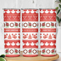 Personalised Canada Christmas Skinny Tumbler Canadian Moose Maple Leaf Seamless Style - Wonder Print Shop