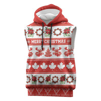 Personalised Canada Christmas Sleeveless Hoodie Canadian Moose Maple Leaf Seamless Style - Wonder Print Shop