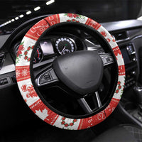 Canada Christmas Steering Wheel Cover Canadian Moose Maple Leaf Seamless Style - Wonder Print Shop
