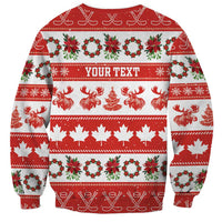 Personalised Canada Christmas Sweatshirt Canadian Moose Maple Leaf Seamless Style - Wonder Print Shop
