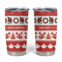 Personalised Canada Christmas Tumbler Cup Canadian Moose Maple Leaf Seamless Style - Wonder Print Shop