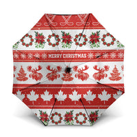 Canada Christmas Umbrella Canadian Moose Maple Leaf Seamless Style - Wonder Print Shop