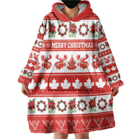 Personalised Canada Christmas Wearable Blanket Hoodie Canadian Moose Maple Leaf Seamless Style - Wonder Print Shop