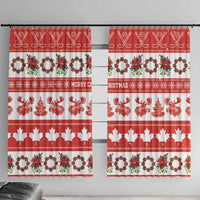 Canada Christmas Window Curtain Canadian Moose Maple Leaf Seamless Style - Wonder Print Shop