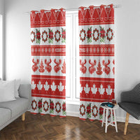Canada Christmas Window Curtain Canadian Moose Maple Leaf Seamless Style - Wonder Print Shop