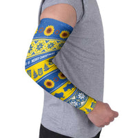 Personalised Ukraine Christmas Arm Sleeves Tryzub With Map Folk Pattern - Wonder Print Shop