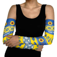 Personalised Ukraine Christmas Arm Sleeves Tryzub With Map Folk Pattern - Wonder Print Shop