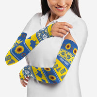 Personalised Ukraine Christmas Arm Sleeves Tryzub With Map Folk Pattern - Wonder Print Shop