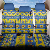 Ukraine Christmas Back Car Seat Cover Tryzub With Map Folk Pattern - Wonder Print Shop