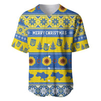 Personalised Ukraine Christmas Baseball Jersey Tryzub With Map Folk Pattern - Wonder Print Shop