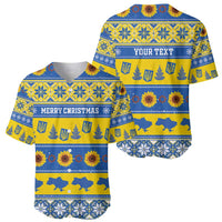 Personalised Ukraine Christmas Baseball Jersey Tryzub With Map Folk Pattern - Wonder Print Shop
