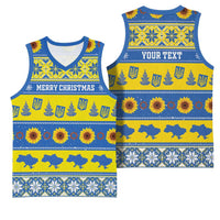 Personalised Ukraine Christmas Basketball Jersey Tryzub With Map Folk Pattern - Wonder Print Shop