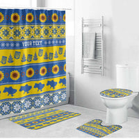 Ukraine Christmas Bathroom Set Tryzub With Map Folk Pattern - Wonder Print Shop