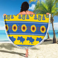 Ukraine Christmas Beach Blanket Tryzub With Map Folk Pattern - Wonder Print Shop