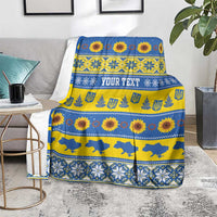 Ukraine Christmas Blanket Tryzub With Map Folk Pattern - Wonder Print Shop