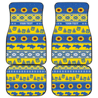 Personalised Ukraine Christmas Car Mats Tryzub With Map Folk Pattern - Wonder Print Shop