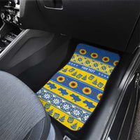 Personalised Ukraine Christmas Car Mats Tryzub With Map Folk Pattern - Wonder Print Shop