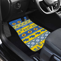 Personalised Ukraine Christmas Car Mats Tryzub With Map Folk Pattern - Wonder Print Shop