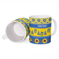 Personalised Ukraine Christmas Ceramic Mug Tryzub With Map Folk Pattern - Wonder Print Shop