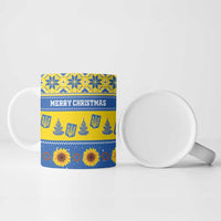 Personalised Ukraine Christmas Ceramic Mug Tryzub With Map Folk Pattern - Wonder Print Shop