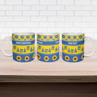Personalised Ukraine Christmas Ceramic Mug Tryzub With Map Folk Pattern - Wonder Print Shop