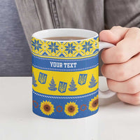 Personalised Ukraine Christmas Ceramic Mug Tryzub With Map Folk Pattern - Wonder Print Shop
