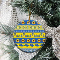 Ukraine Christmas Ceramic Ornament Tryzub With Map Folk Pattern - Wonder Print Shop