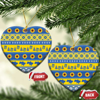 Ukraine Christmas Ceramic Ornament Tryzub With Map Folk Pattern - Wonder Print Shop