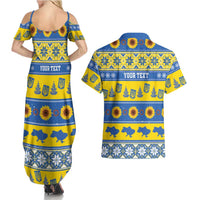 Personalised Ukraine Christmas Couples Matching Summer Maxi Dress and Hawaiian Shirt Tryzub With Map Folk Pattern - Wonder Print Shop