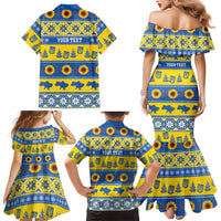 Personalised Ukraine Christmas Family Matching Mermaid Dress and Hawaiian Shirt Tryzub With Map Folk Pattern - Wonder Print Shop