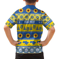 Personalised Ukraine Christmas Family Matching Off The Shoulder Long Sleeve Dress and Hawaiian Shirt Tryzub With Map Folk Pattern - Wonder Print Shop
