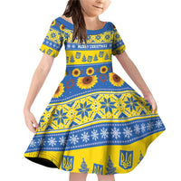 Personalised Ukraine Christmas Family Matching Off Shoulder Short Dress and Hawaiian Shirt Tryzub With Map Folk Pattern - Wonder Print Shop