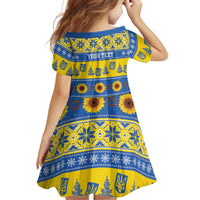 Personalised Ukraine Christmas Family Matching Off Shoulder Short Dress and Hawaiian Shirt Tryzub With Map Folk Pattern - Wonder Print Shop