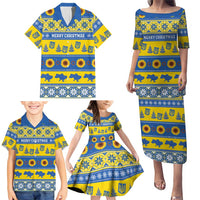 Personalised Ukraine Christmas Family Matching Puletasi and Hawaiian Shirt Tryzub With Map Folk Pattern - Wonder Print Shop