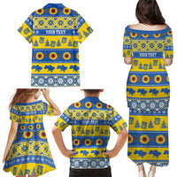 Personalised Ukraine Christmas Family Matching Puletasi and Hawaiian Shirt Tryzub With Map Folk Pattern - Wonder Print Shop