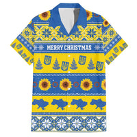 Personalised Ukraine Christmas Family Matching Short Sleeve Bodycon Dress and Hawaiian Shirt Tryzub With Map Folk Pattern - Wonder Print Shop