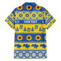 Personalised Ukraine Christmas Family Matching Short Sleeve Bodycon Dress and Hawaiian Shirt Tryzub With Map Folk Pattern - Wonder Print Shop